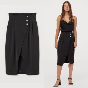 H&M Satin Skirt with Decorative Buttons​​​​